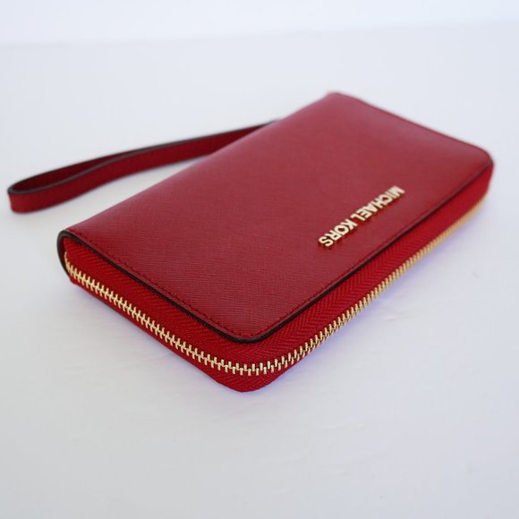 Michael Kors Jet Set L Phone Case Wristlet Red - Picture 4 of 7